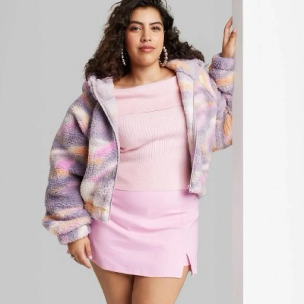 Plush Lavender Multi-Color Sherpa Zip Hoodie - Women - Picture 2 of 11